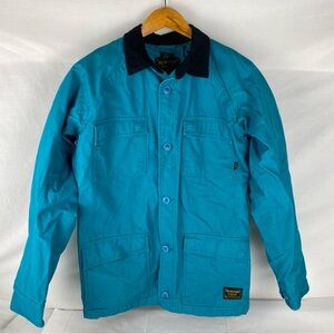 Burton Turquoise Chore Coat Utility Barn Workwear Jacket Corduroy Collar Small